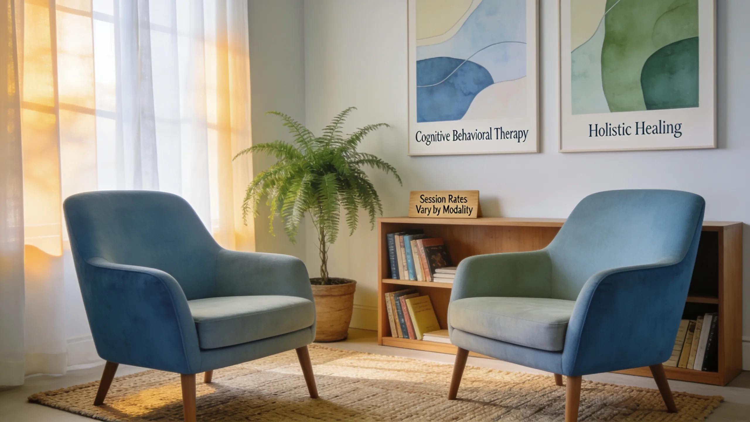 Therapy room settings highlighting the diversity of approaches in couples therapy and their costs